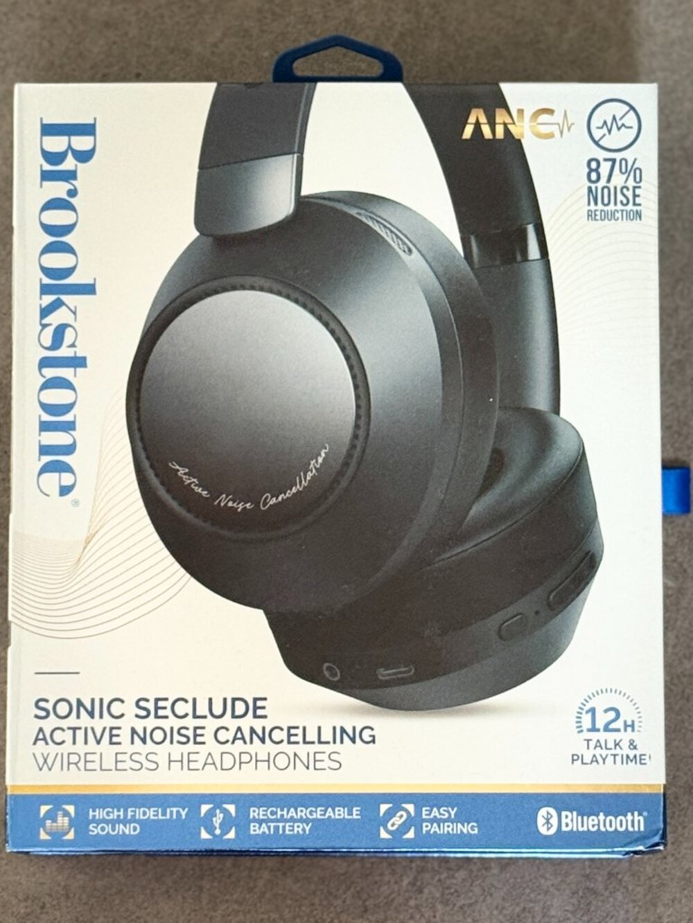 Brookstone Sonic Seclude ANC Wireless Headphones Black - New In Box